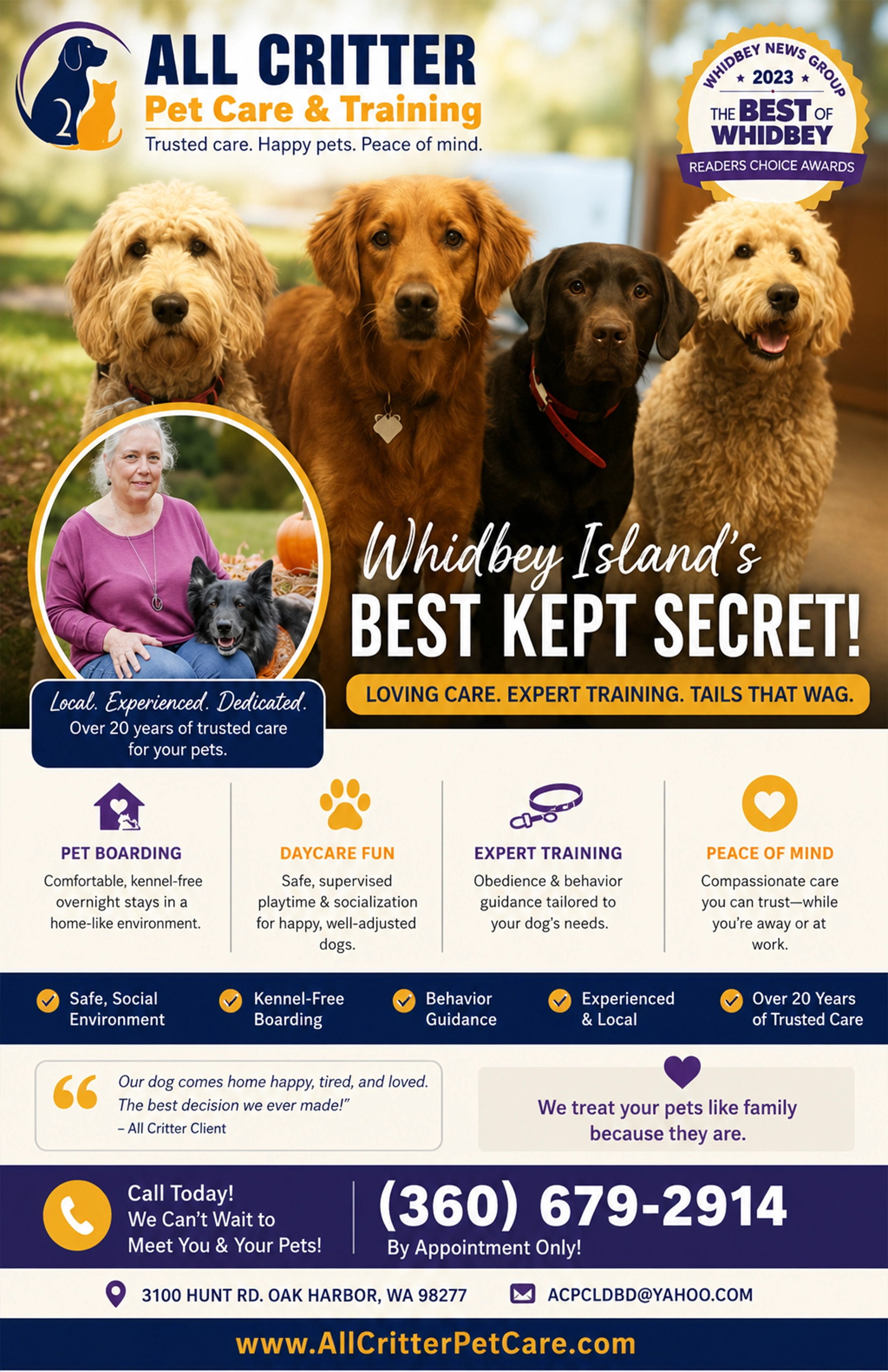 All Critter Pet Care & Training advertisement