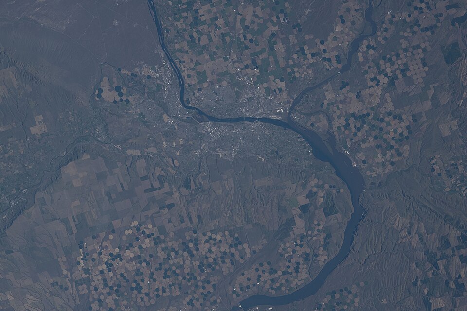View from ISS Expedition 72, Kennewick, Pasco, Richland, Washington, April 13, 2025 (ISS072-E-1080059) — Franklin County, Washington